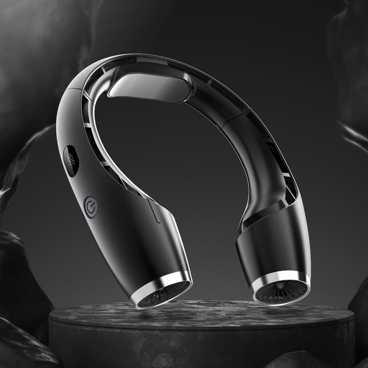 Cooling wearable dual-turbine neck fan with adjustable-angle air outlets and LED battery display Kalsten