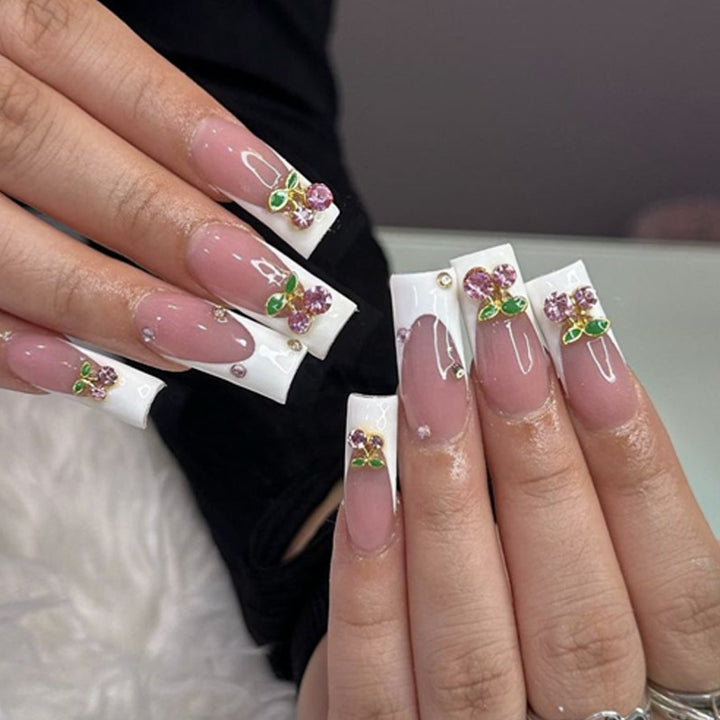 Floral Design Acrylic Nail Art