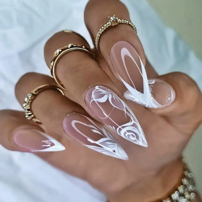 Artistic Floral Stiletto Nail Art Kalsten