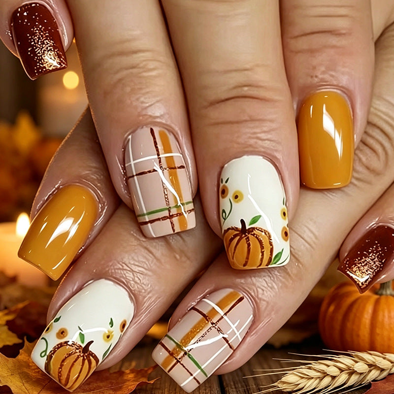 Festive Pumpkin-Inspired Nail Art Set Kalsten