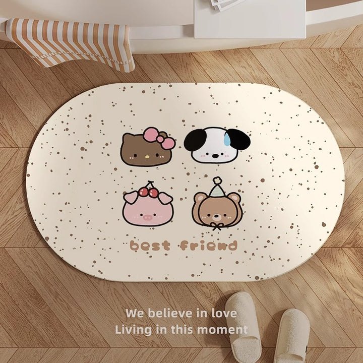 Cute Kitty-Themed Memory Foam Bath Mat Kalsten