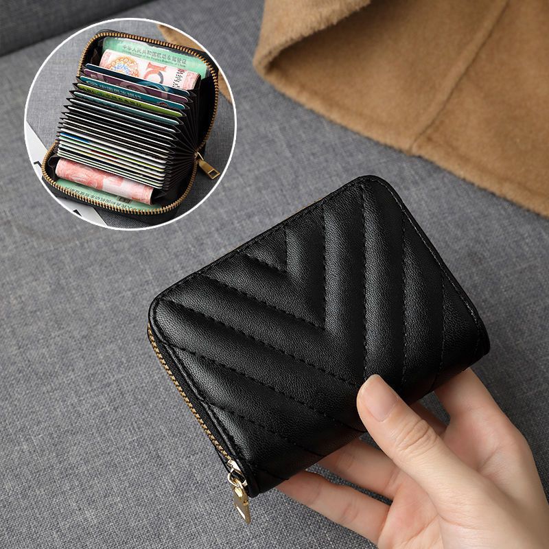 Compact Zippered Wallet with Card Organizer