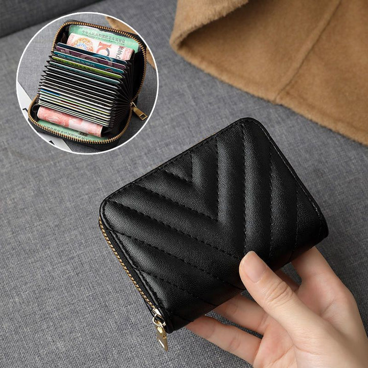 Compact Zippered Wallet with Card Organizer
