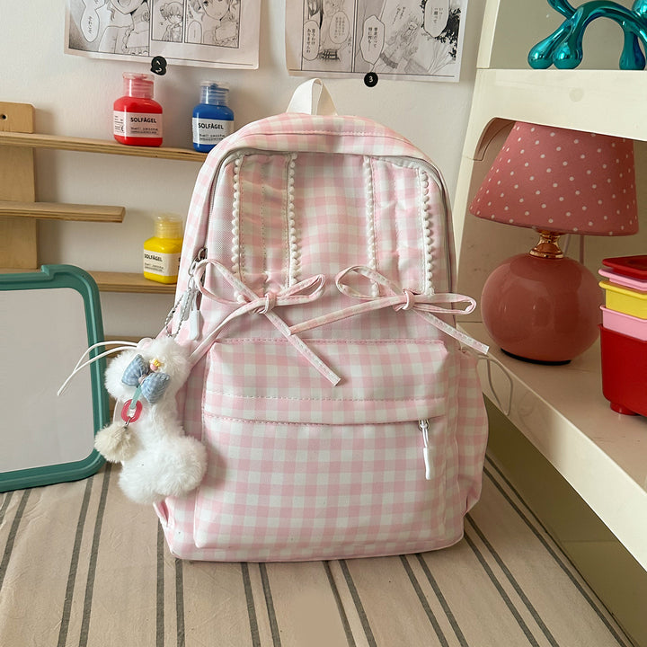 Stylish Gingham Print School Backpack Kalsten