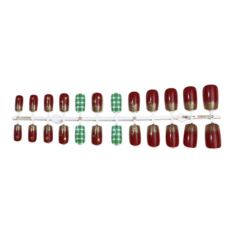 Artificial nail set with festive Christmas design and glamorous accents Kalsten