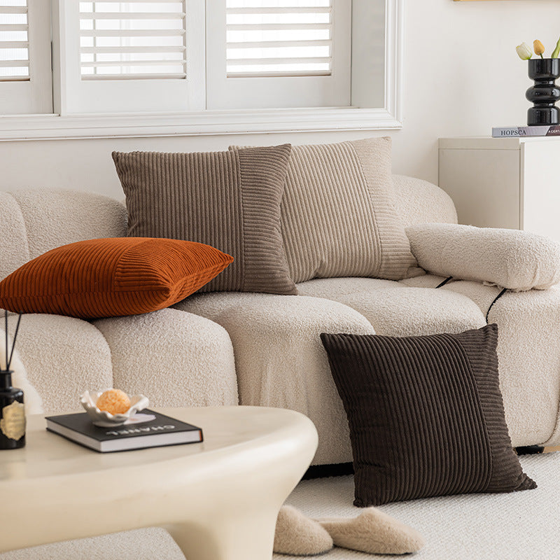 Textured Ribbed Square Decorative Throw Pillow with Removable Cover