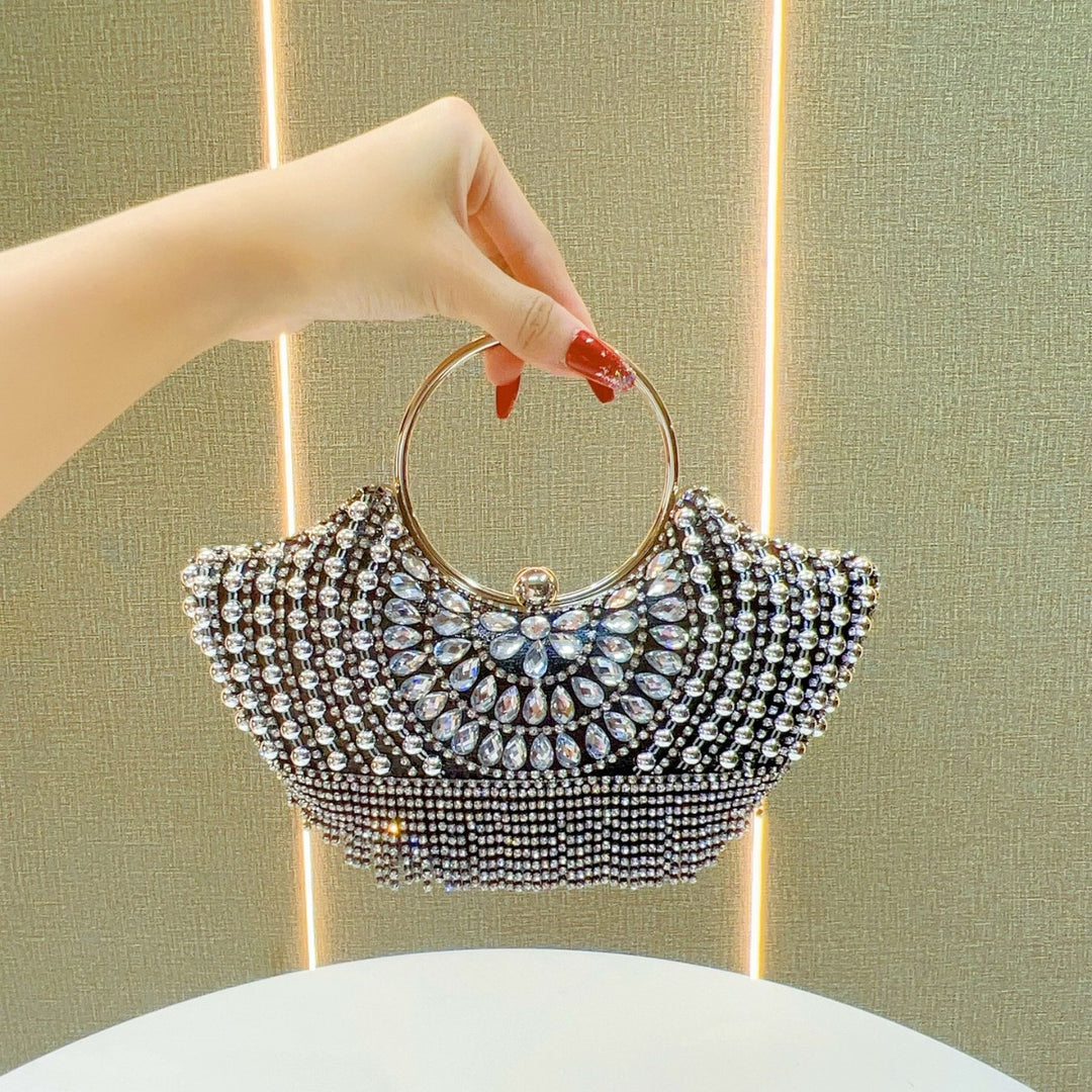 Decorative Rhinestone-Accented Evening Handbag