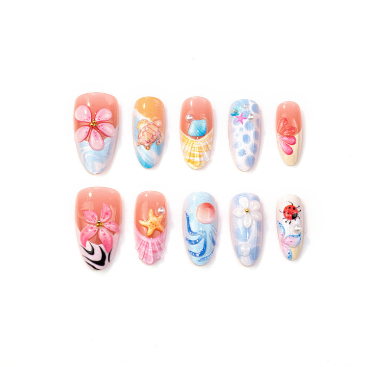 Artistic Ocean-Inspired Press-On Nail Art Set Kalsten 1790636618
