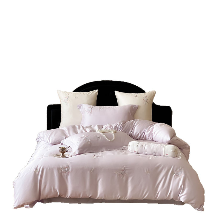 Luxurious satin bedding set with fine embroidery