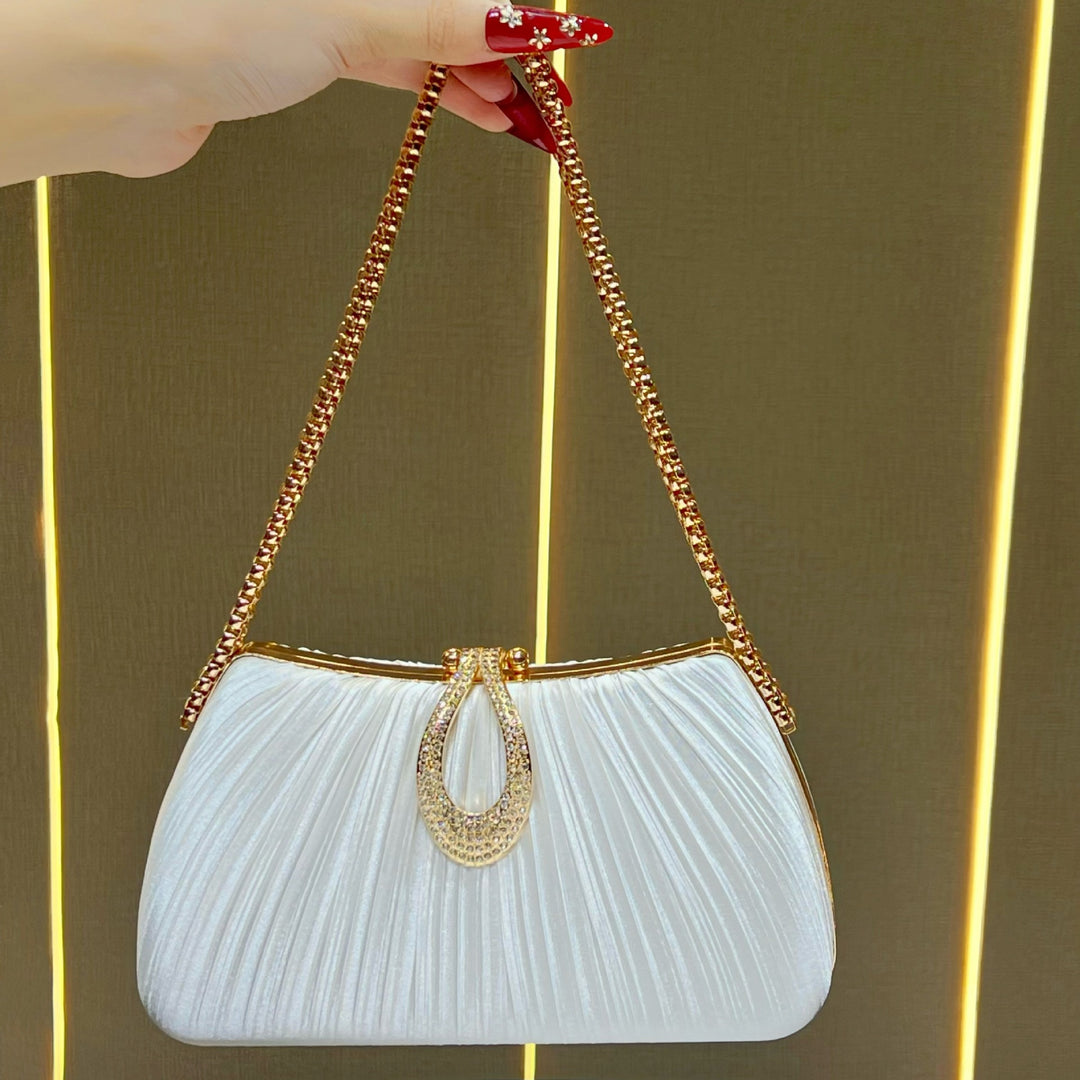 Pleated Satin Evening Handbag