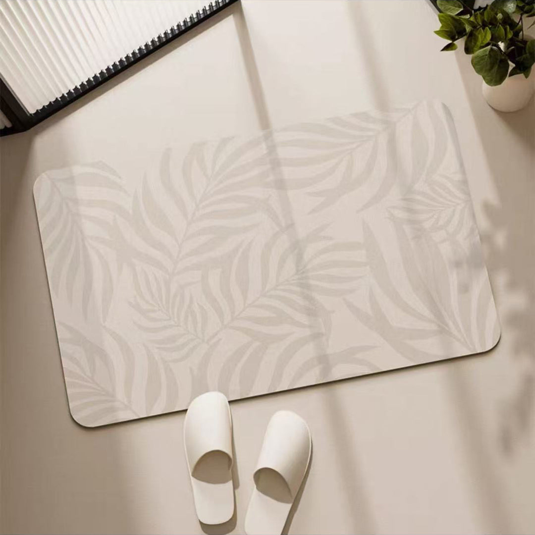 Decorative Leaf Print Bathroom Mat for Home
