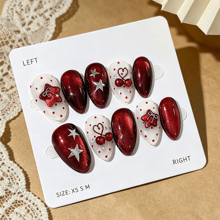 Decorative Gemstone-Embellished Press-On Nail Set