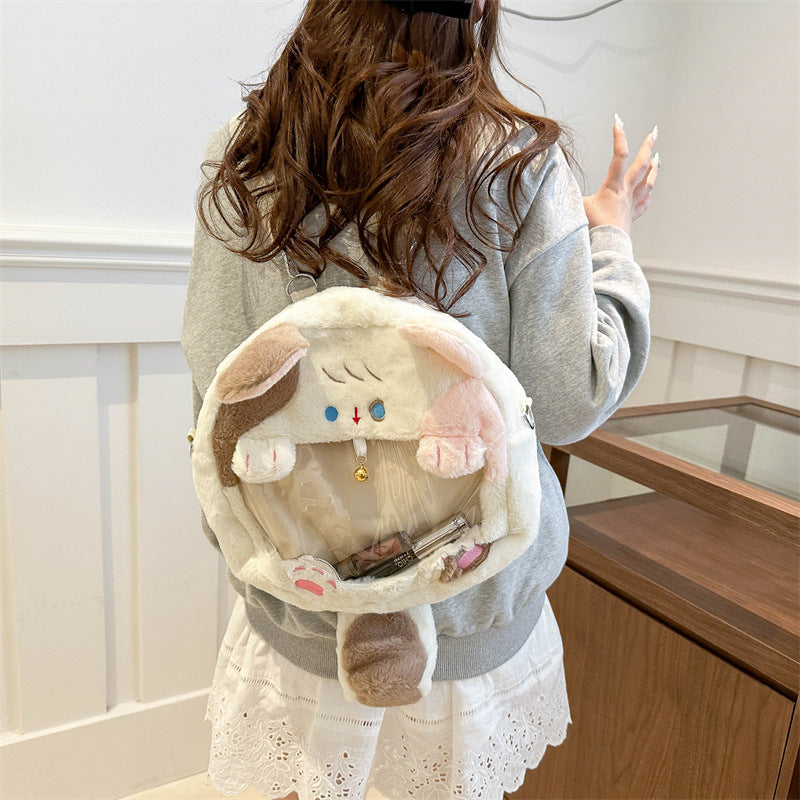 Plush handbag with transparent window Kalsten