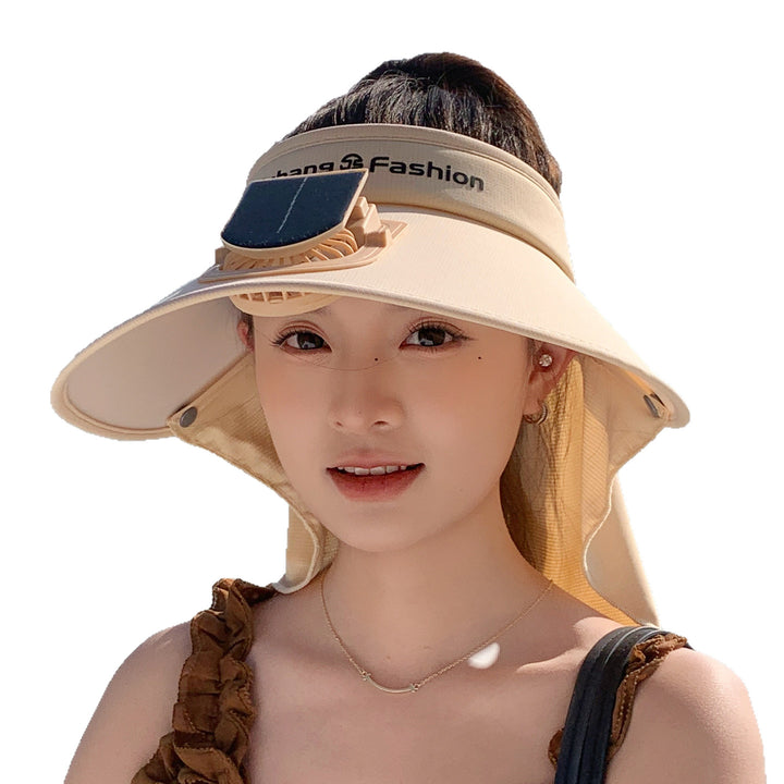 Visor with removable solar clip fan and UV protection neck strap Kalsten