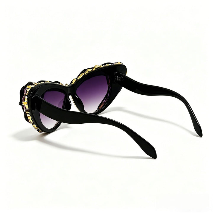Women's Cat-Eye Sunglasses with Sparkling Crystal Frame and Artistic Decorations Kalsten