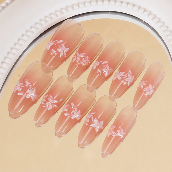 Floral French Tip Press-On Nails Kalsten