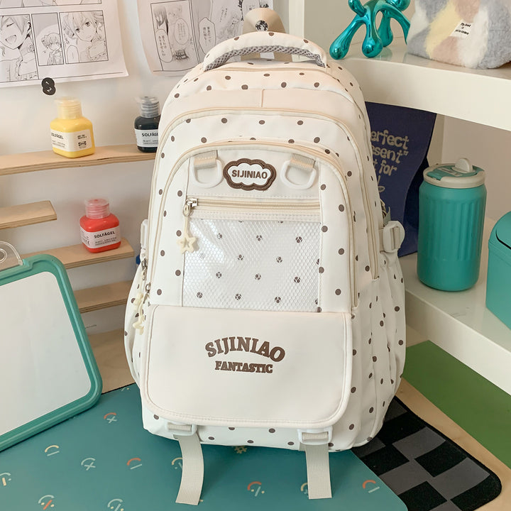 Stylish Polka Dot School Backpack Kalsten
