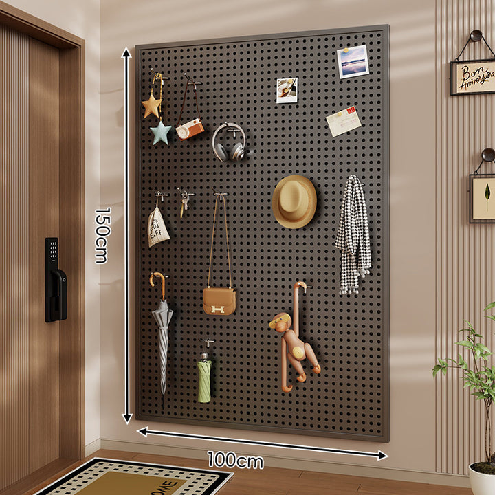 Wall-Mounted Perforated Pegboard Organizer Panel Large Square with Modular Hooks and Accessories