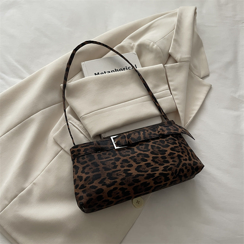 Chic Structured Leopard Print Handbag