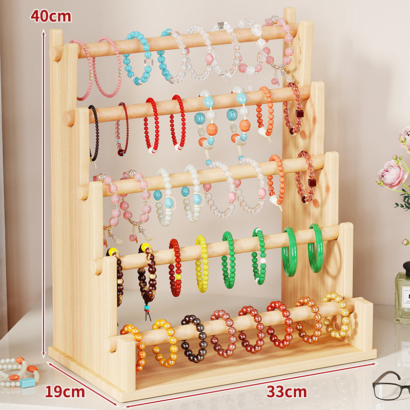 Two-Tier Wooden Bracelet and Bangle Display Stand Organizer