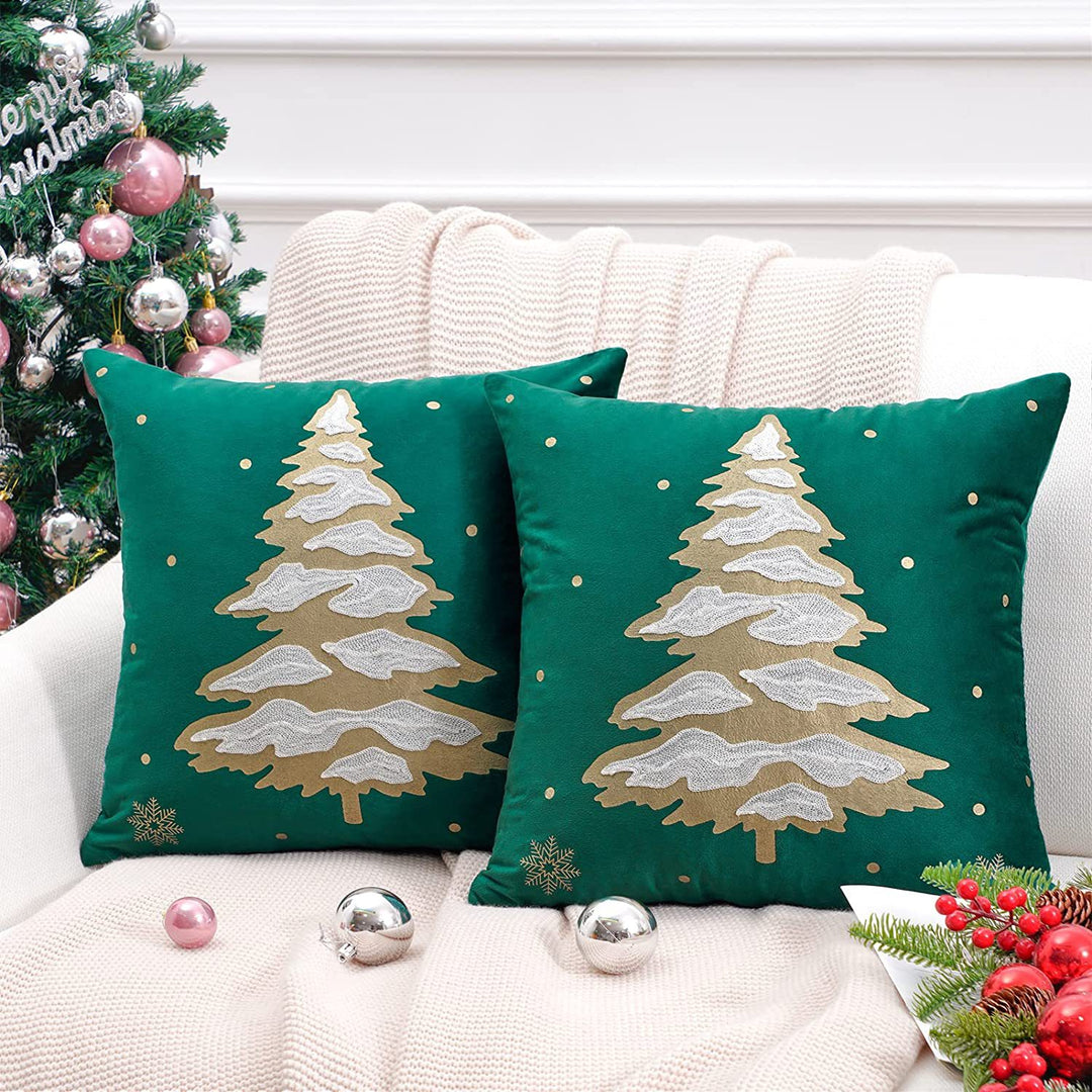 Decorative Holiday Throw Pillow with Deer Silhouette