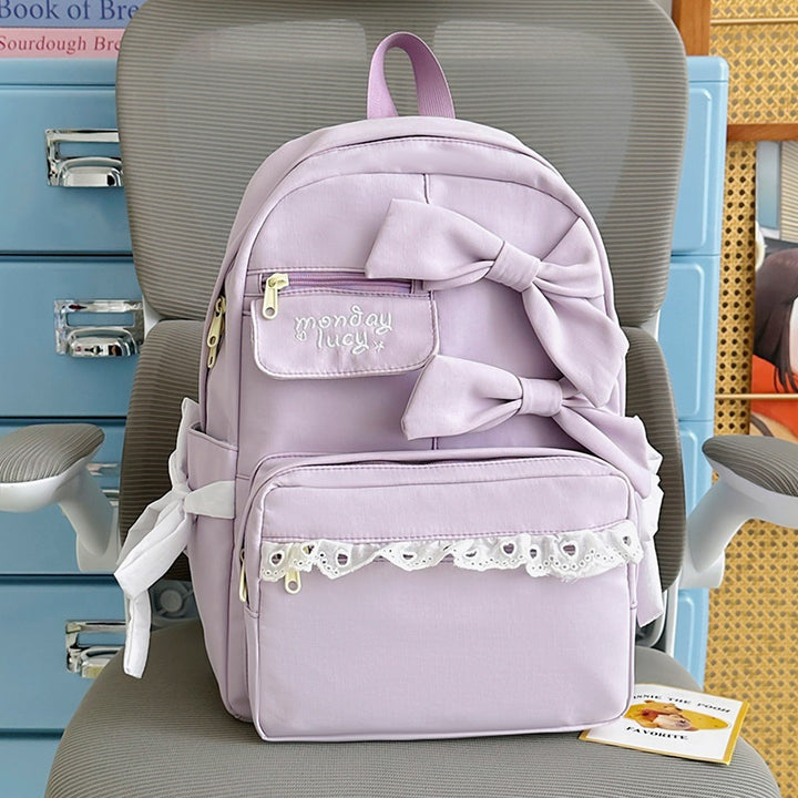 Decorative Bow-Embellished Backpack Kalsten