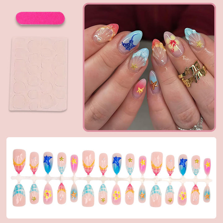 Artificial nail set with maritime and colorful designs Kalsten