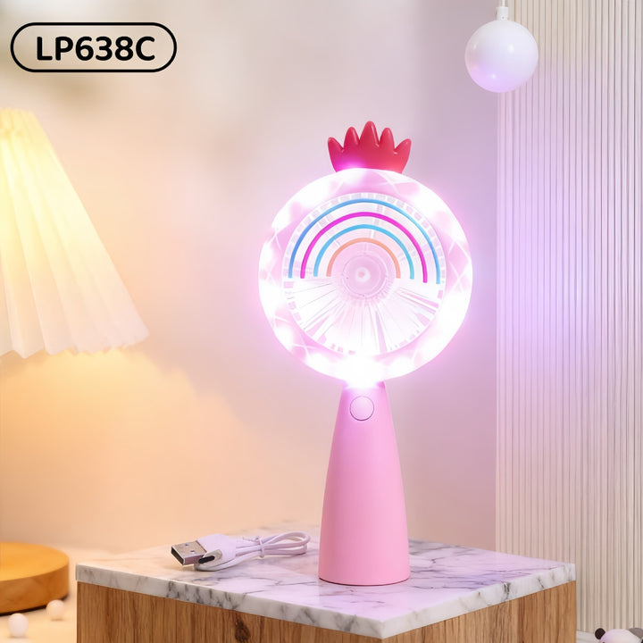 Women’s Portable USB Hand Fan with LED Lights and Creative Design Kalsten