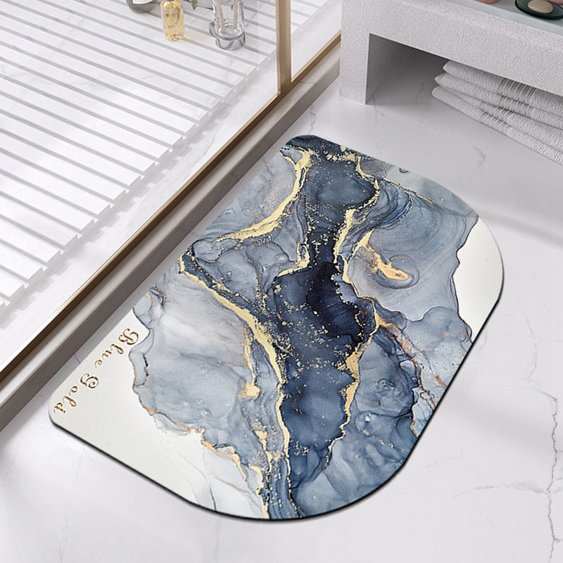 Half-Moon Marble-Pattern Bath Mat