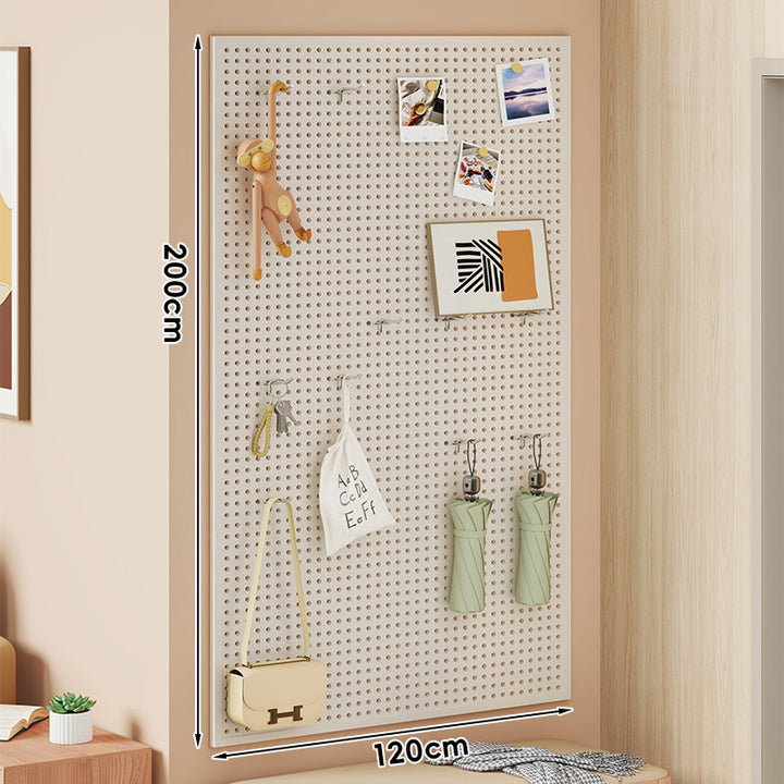 Wall-Mounted Perforated Pegboard Organizer Panel with Modular Hooks