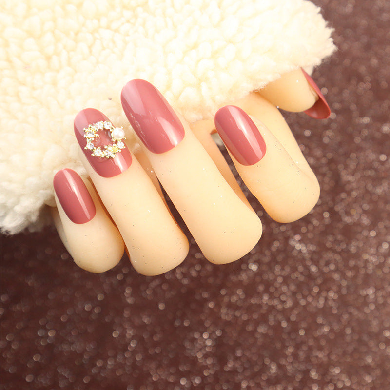Glamorous Decorative Press-On Nail Set with Rhinestone Accents