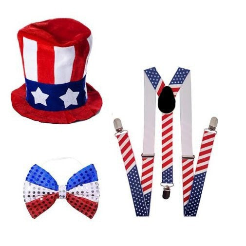 Independence Day metallic parade-style bead necklace set with breakaway clasp Kalsten