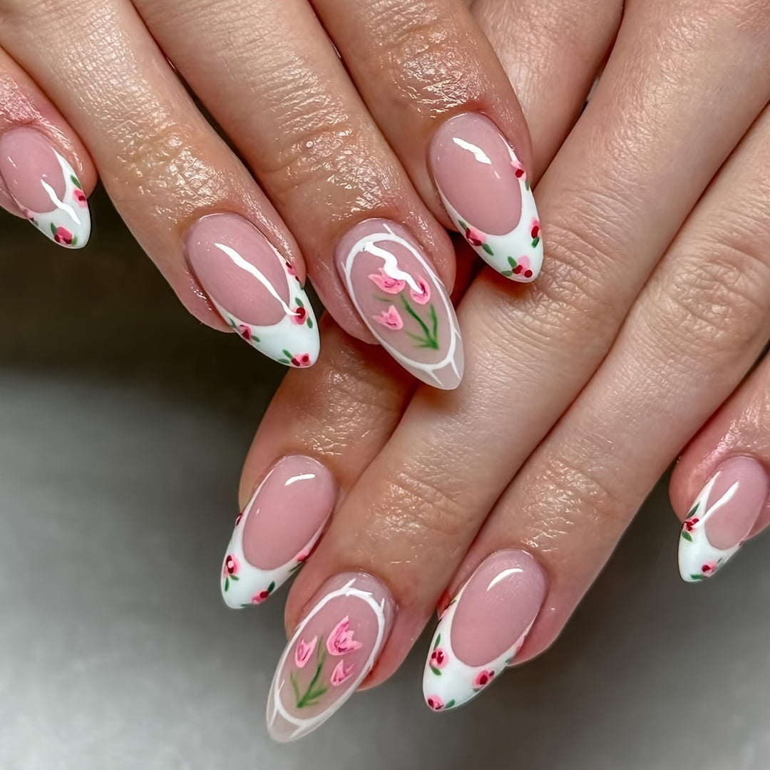 Floral Art Gel Nails
