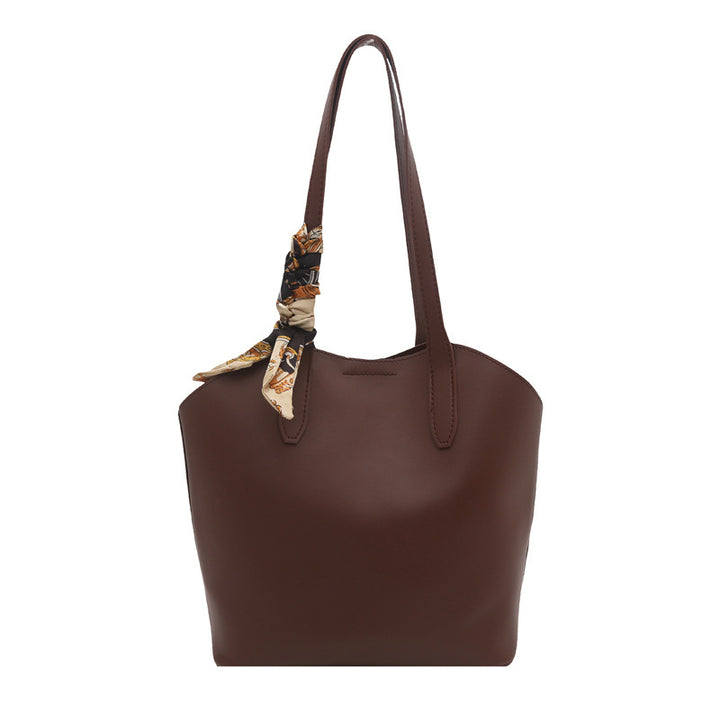 Sophisticated Scarf-Accented Tote Bag