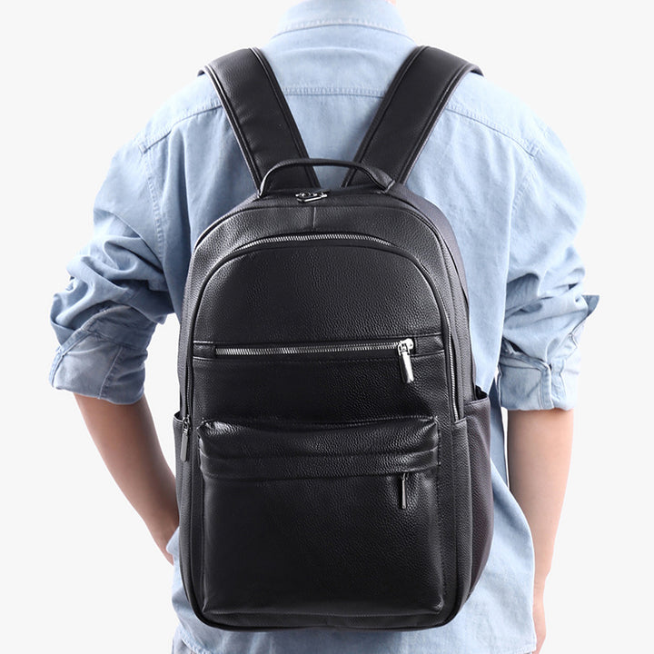 Sleek Textured Leather Backpack Kalsten