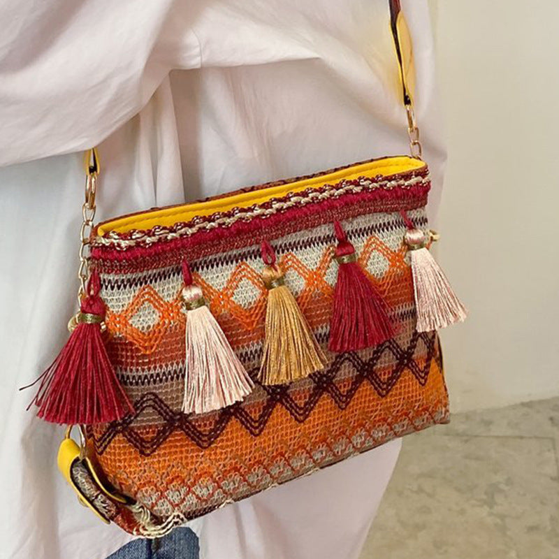 Ethnic Patterned Mini Crossbody Bag