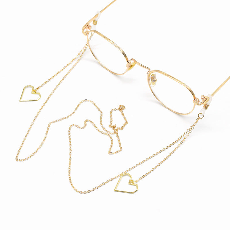 Heart-Shaped Geometric Elegance Eyewear Chain Kalsten