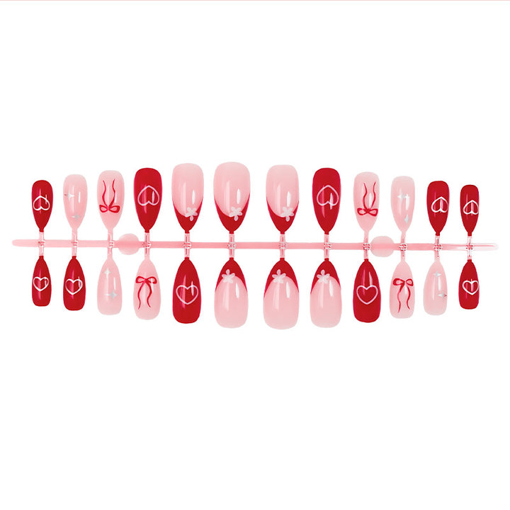 Artificial nail set with romantic hearts and bows Kalsten