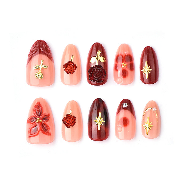 Artistic Floral Press-On Nail Art Set Kalsten