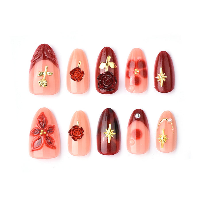 Artistic Floral Press-On Nail Art Set Kalsten