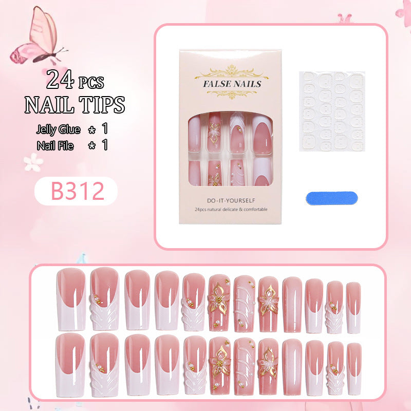 Artificial nails with elegant flower embellishments Kalsten