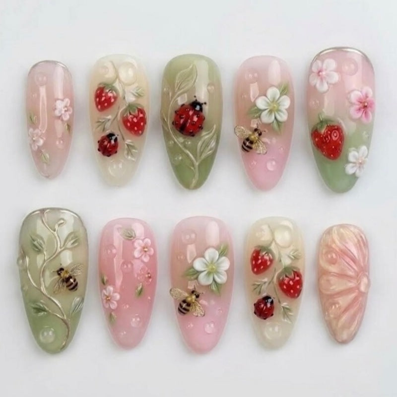 Nature-Themed Artistic Press-On Nail Set Kalsten