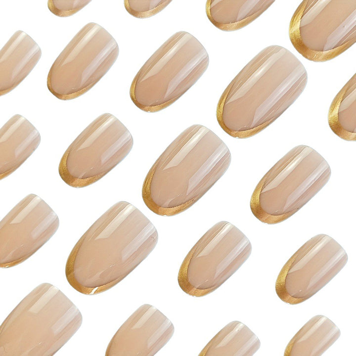 Elegant Glossy French Tip Nail Set Kalsten