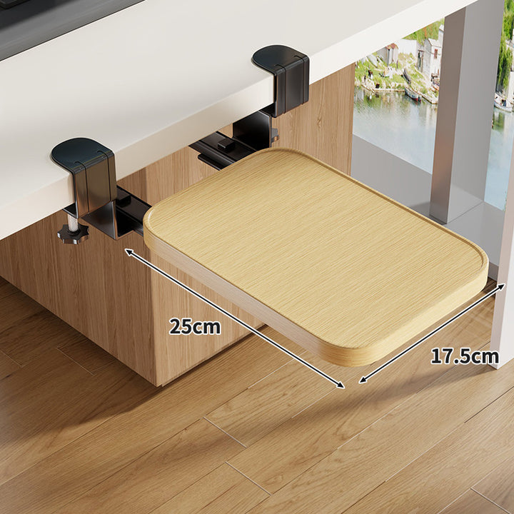 Under-Desk Slide-Out Keyboard Tray Clamp Mount with Ergonomic Wooden Platform