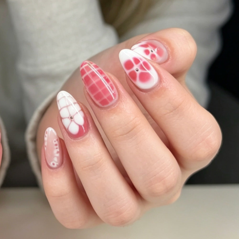 Creative Press-On Nail Art Set with Abstract Patterns Kalsten