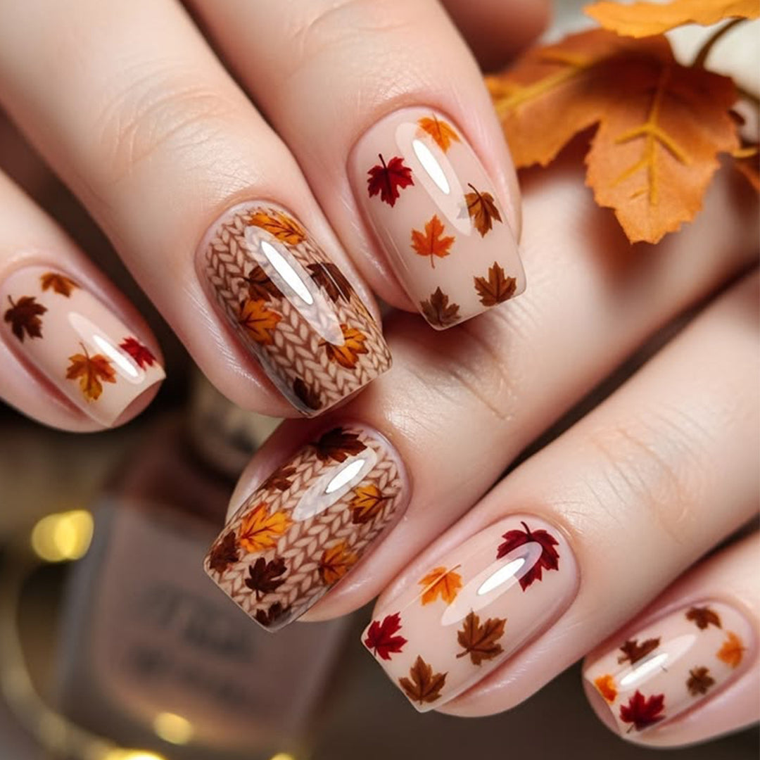 Autumn Themed Artistic Nail Art Extensions Kalsten