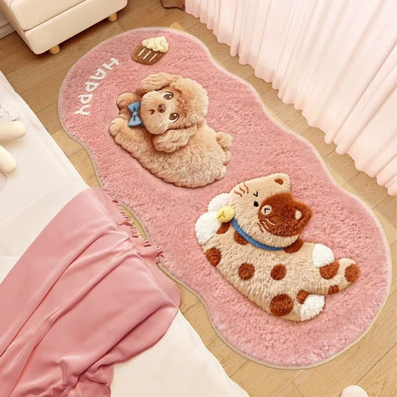 Playful Cat-Themed Plush Area Rug