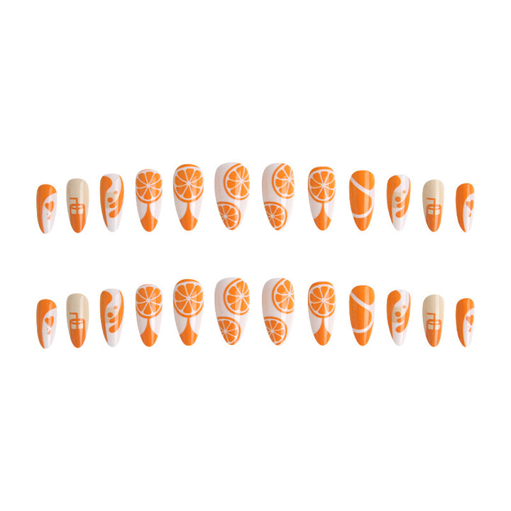 Artificial Nail Set with Fruity Orange Design Kalsten