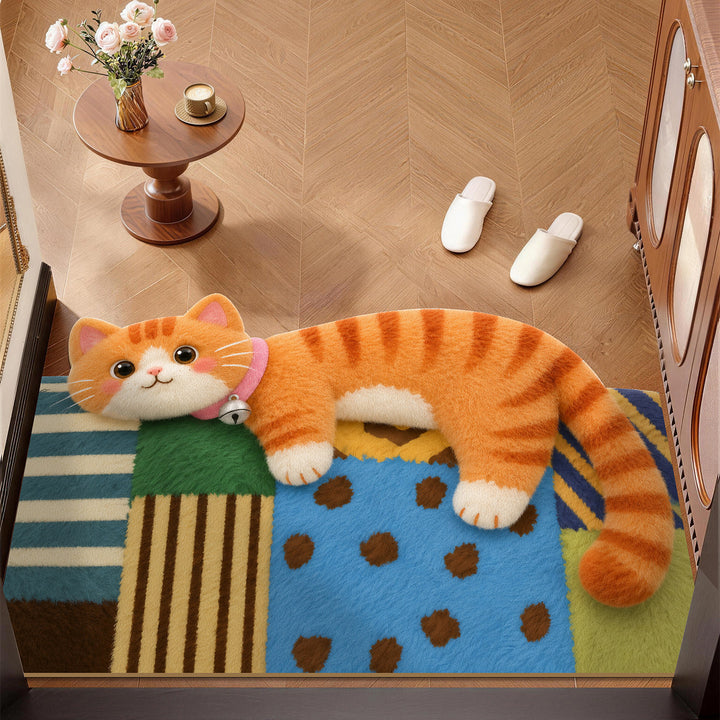Plush Cat-Themed Mat