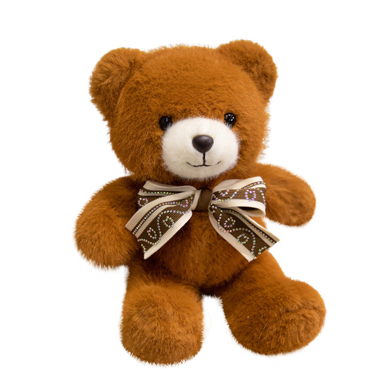 Plush Sitting Collectible Bear with Embroidered Smile, Crystal-Accent Ribbon Bow & Ultra-Soft Faux-Fur Plush Kalsten